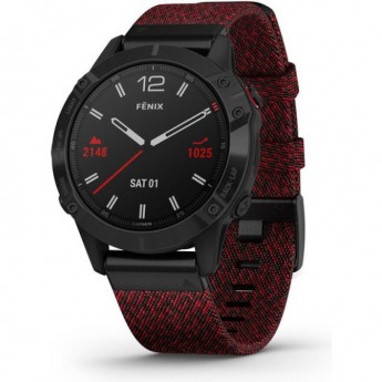 Часы GARMIN FENIX 6 SAPPHIRE BLACK DLC WITH HEATHERED RED NYLON BAND Часы GARMIN FENIX 6 SAPPHIRE BLACK DLC WITH HEATHERED RED NYLON BAND
