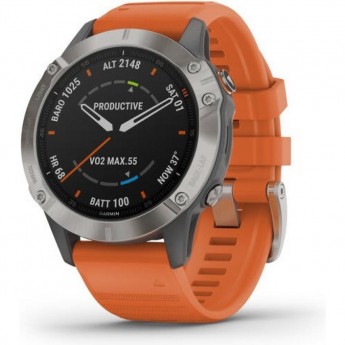 Часы GARMIN FENIX 6 SAPPHIRE TITANIUM GRAY SILVER WITH ORANGE BAND Часы GARMIN FENIX 6 SAPPHIRE TITANIUM GRAY SILVER WITH ORANGE BAND