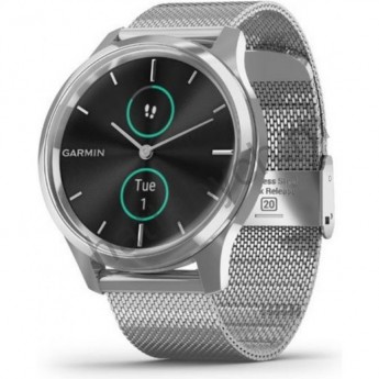 Часы GARMIN VIVOMOVE LUXE серебристый с серебристым ремешком Часы GARMIN VIVOMOVE LUXE серебристый с серебристым ремешком