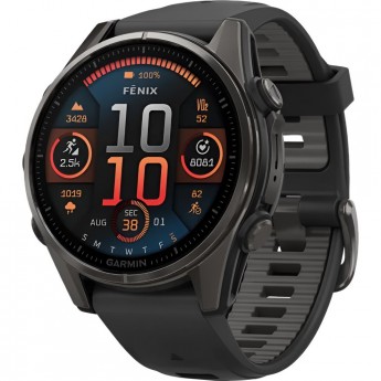 Смарт-часы GARMIN FENIX 8 – 43 мм, AMOLED Sapphire, титан с DLC-покрытием Carbon Gray и силиконовым ремешком черного/серого цвета Смарт-часы GARMIN FENIX 8 – 43 мм, AMOLED Sapphire, титан с DLC-покрытием Carbon Gray и силиконовым ремешком черного/серого цвета