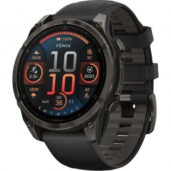 Смарт-часы Garmin Fenix 8 – 47 мм, AMOLED Sapphire, титан с DLC-покрытием Carbon Gray и силиконовым ремешком черного/серого цвета Смарт-часы Garmin Fenix 8 – 47 мм, AMOLED Sapphire, титан с DLC-покрытием Carbon Gray и силиконовым ремешком черного/серого цвета