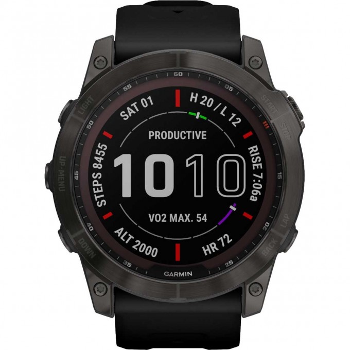 Умные часы GARMIN FENIX 7X SAPPHIRE SOLAR CARBON GRAY DLC TITANIUM WITH SILICONE BLACK BAND 010-02541-11