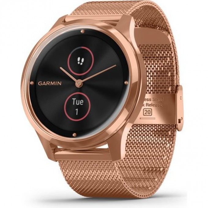 Часы GARMIN VIVOMOVE LUXE розовое золото PVD 18K с ремешком "миланская петля" 010-02241-24