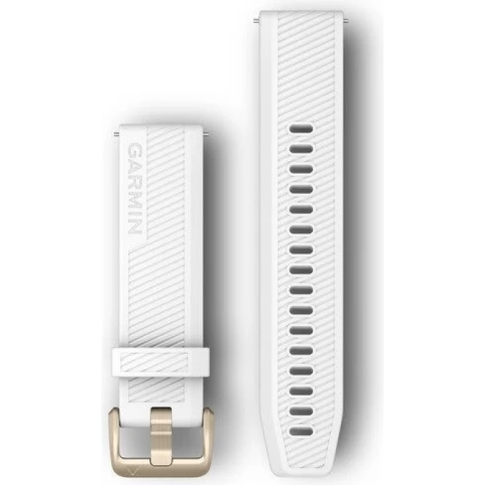 Ремешок GARMIN для Forerunner 245/645/Vivoactive/Vivomove (20 мм), белый силикон, застежка светло-золотая 010-12927-00